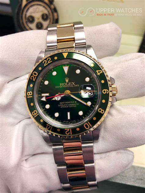 rolex gold gmt green|rolex gmt green hand.